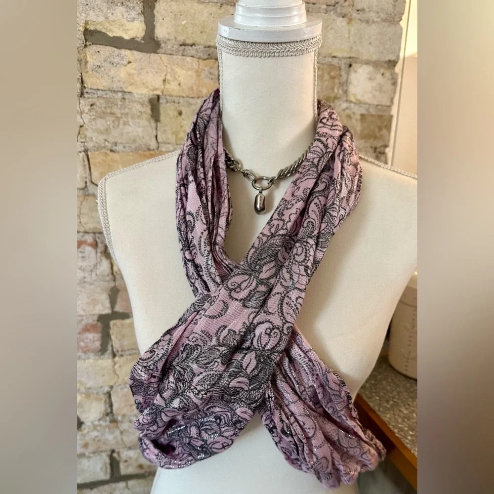 Apt. 9 Pink & Black Paisley Wrap Scarf